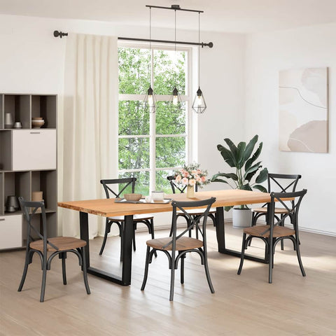vidaXL Dining Table Legs V-Shape 2 pcs Black 100x(72-73.3) cm Steel