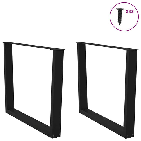 vidaXL Dining Table Legs V-Shape 2 pcs Black 100x(72-73.3) cm Steel