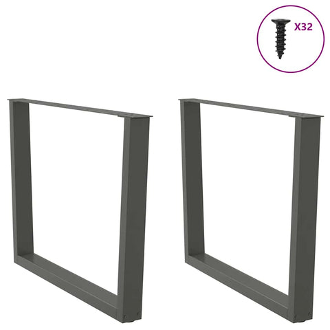 vidaXL Dining Table Legs V-Shape 2 pcs Anthracite 100x(72-73.3) cm Steel