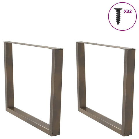 vidaXL Dining Table Legs V-Shape 2 pcs Natural Steel 100x(72-73.3) cm Steel
