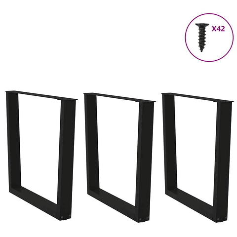 vidaXL Dining Table Legs V-Shape 3 pcs Black 80x(72-73.3) cm Steel