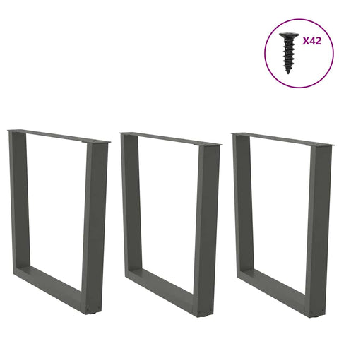vidaXL Dining Table Legs V-Shape 3 pcs Anthracite 80x(72-73.3) cm Steel