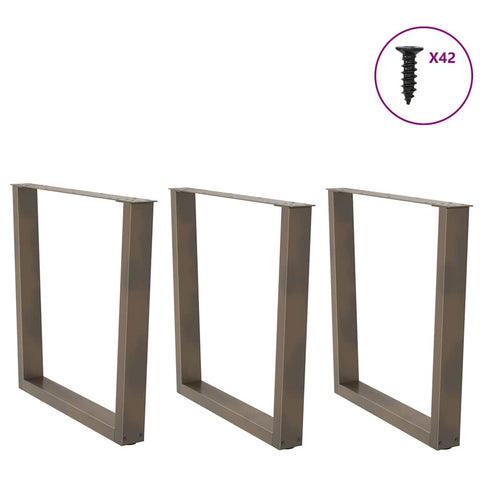 vidaXL Dining Table Legs V-Shape 3 pcs Natural Steel 90x(72-73.3) cm Steel