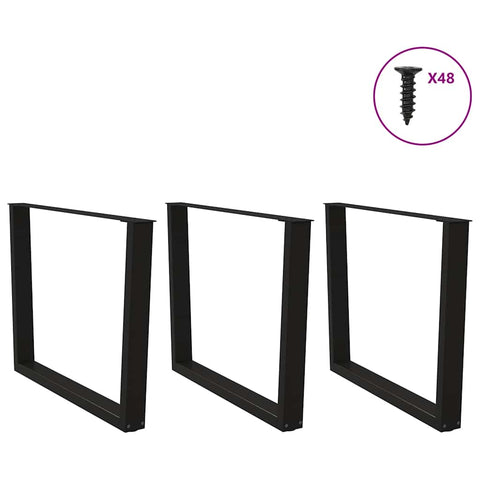 vidaXL Dining Table Legs V-Shape 3 pcs Black 100x(72-73.3) cm Steel