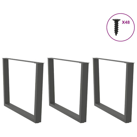 vidaXL Dining Table Legs V-Shape 3 pcs Anthracite 100x(72-73.3) cm Steel