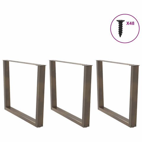 vidaXL Dining Table Legs V-Shape 3 pcs Natural Steel 100x(72-73.3) cm Steel