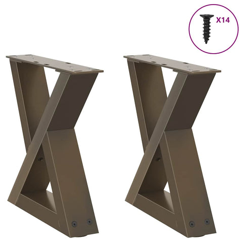 vidaXL Coffee Table Legs 2 pcs Natural Steel 30x(30-31.3) cm Steel