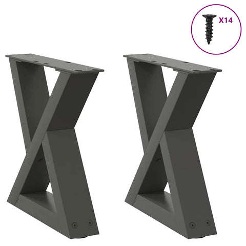 vidaXL Coffee Table Legs 2 pcs Anthracite 40x(30-31.3) cm Steel
