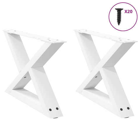 vidaXL Coffee Table Legs 2 pcs White 60x(30-31.3) cm Steel