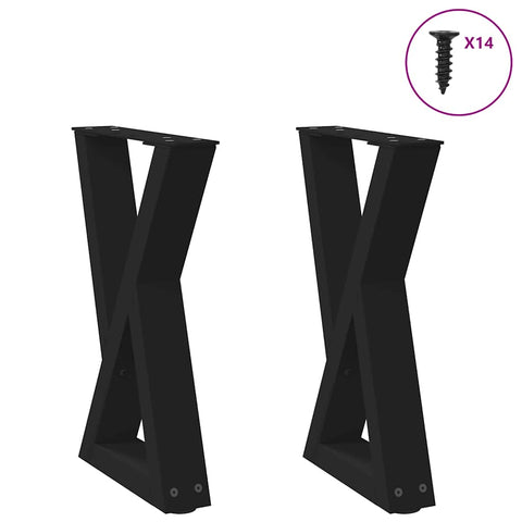 vidaXL Coffee Table Legs 2 pcs Black 38x(42-43.3) cm Steel