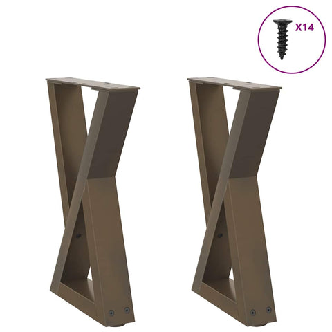 vidaXL Coffee Table Legs 2 pcs Natural Steel 38x(42-43.3) cm Steel