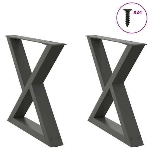 vidaXL Coffee Table Legs 2 pcs Anthracite 60x(42-43.3) cm Steel