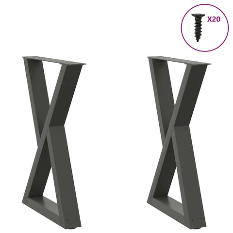vidaXL Dining Table Legs 2 pcs Anthracite 60x(72-73.3) cm Steel