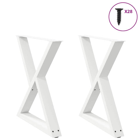 vidaXL Dining Table Legs 2 pcs White 70x(72-73.3) cm Steel