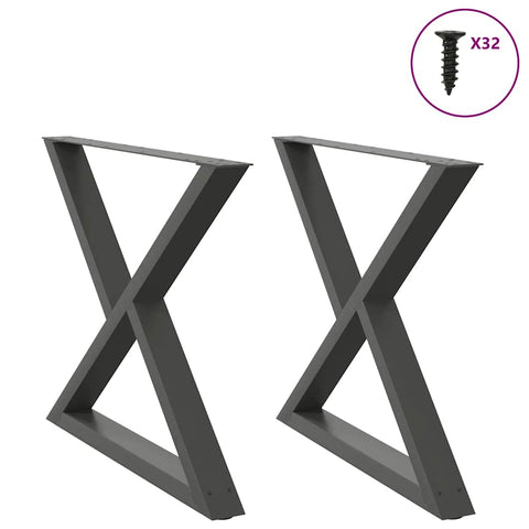 vidaXL Dining Table Legs 2 pcs Anthracite 90x(72-73.3) cm Steel