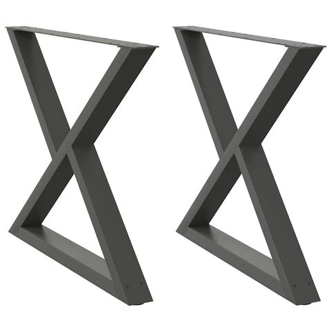vidaXL Dining Table Legs 2 pcs Anthracite 90x(72-73.3) cm Steel