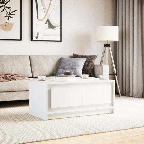 vidaXL Coffee Table with LED Lights White Engineered Wood