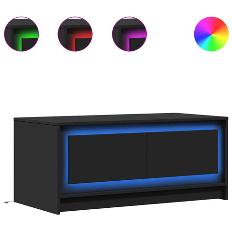 vidaXL Coffee Table with LED Lights Black Engineered Wood