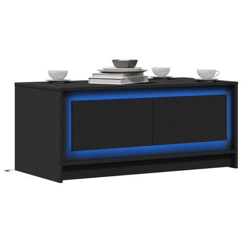 vidaXL Coffee Table with LED Lights Black Engineered Wood