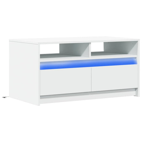 vidaXL Coffee Table with LED Lights White Engineered Wood