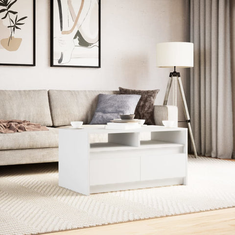 vidaXL Coffee Table with LED Lights White Engineered Wood