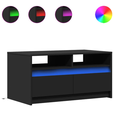 vidaXL Coffee Table with LED Lights Black Engineered Wood