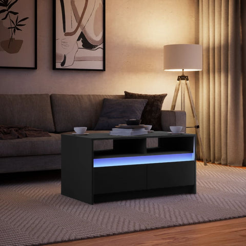 vidaXL Coffee Table with LED Lights Black Engineered Wood