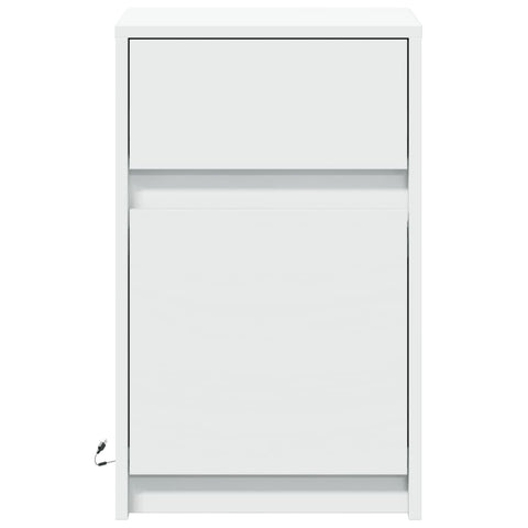 vidaXL Bedside Cabinet with LED Lights White Engineered Wood