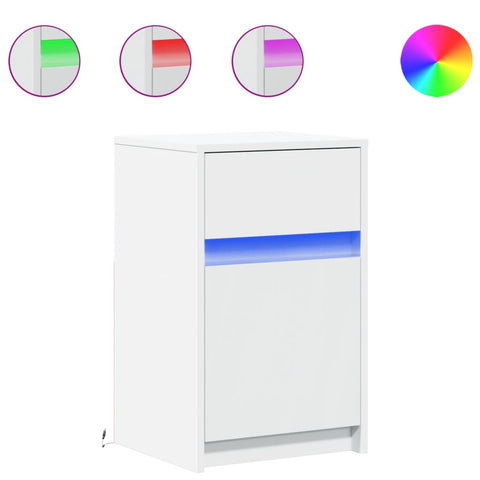 vidaXL Bedside Cabinets with LED Lights 2 pcs White Engineered Wood