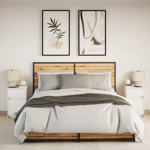 vidaXL Bedside Cabinets with LED Lights 2 pcs White Engineered Wood