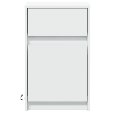 vidaXL Bedside Cabinets with LED Lights 2 pcs White Engineered Wood