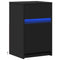 vidaXL Bedside Cabinet with LED Lights Black Engineered Wood