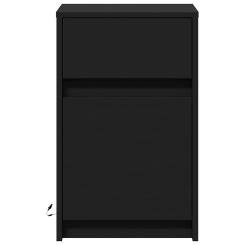 vidaXL Bedside Cabinet with LED Lights Black Engineered Wood
