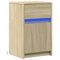 vidaXL Bedside Cabinet with LED Lights Sonoma Oak Engineered Wood