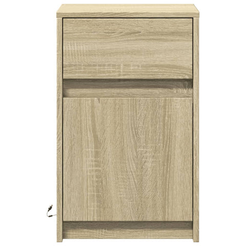 vidaXL Bedside Cabinets with LED Lights 2 pcs Sonoma Oak Engineered Wood
