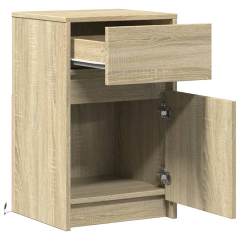 vidaXL Bedside Cabinets with LED Lights 2 pcs Sonoma Oak Engineered Wood