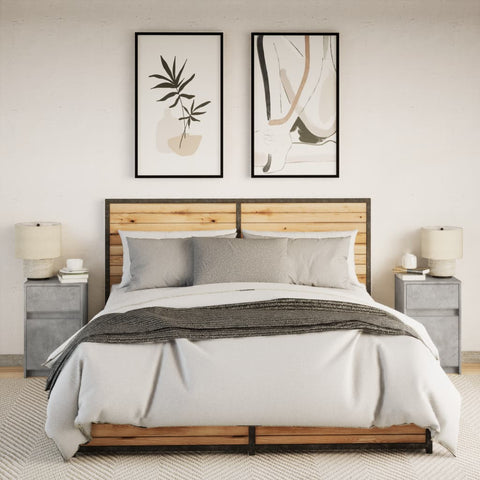 vidaXL Bedside Cabinets with LED Lights 2 pcs Concrete Grey Engineered Wood