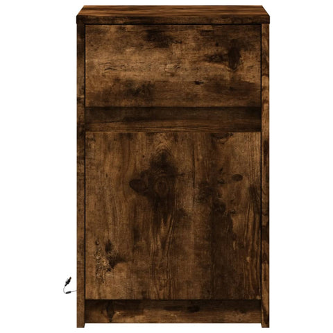 vidaXL Bedside Cabinet with LED Lights Smoked Oak Engineered Wood