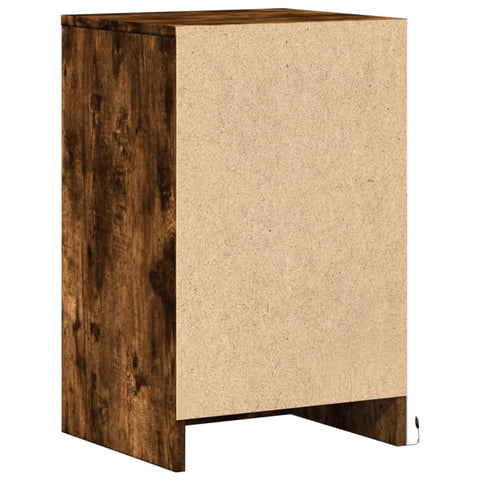vidaXL Bedside Cabinet with LED Lights Smoked Oak Engineered Wood