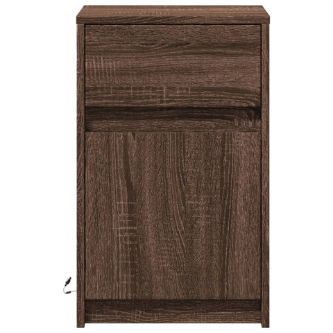 vidaXL Bedside Cabinet with LED Lights Brown Oak Engineered Wood