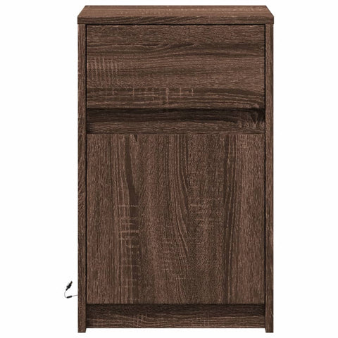 vidaXL Bedside Cabinets with LED Lights 2 pcs Brown Oak Engineered Wood
