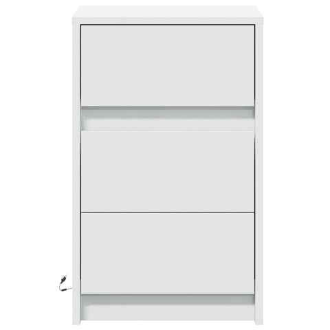 vidaXL Bedside Cabinet with LED Lights White Engineered Wood