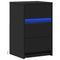 vidaXL Bedside Cabinet with LED Lights Black Engineered Wood