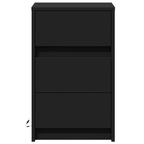 vidaXL Bedside Cabinet with LED Lights Black Engineered Wood