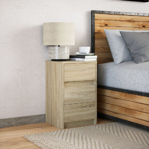 vidaXL Bedside Cabinet with LED Lights Sonoma Oak Engineered Wood