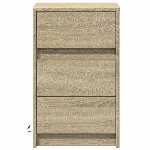 vidaXL Bedside Cabinet with LED Lights Sonoma Oak Engineered Wood