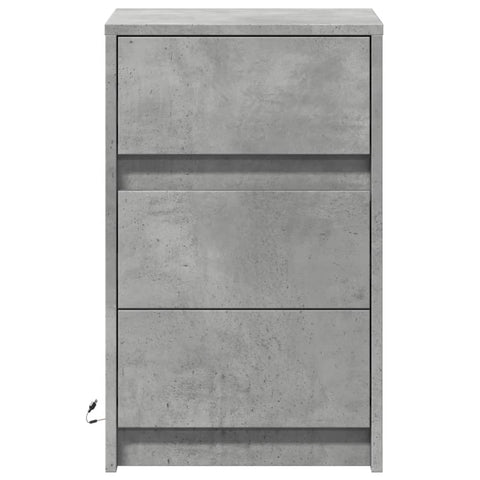 vidaXL Bedside Cabinet with LED Lights Concrete Grey Engineered Wood