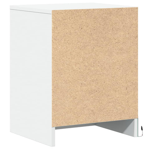 vidaXL Bedside Cabinet with LED Lights White Engineered Wood