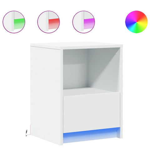 vidaXL Bedside Cabinets with LED Lights 2 pcs White Engineered Wood