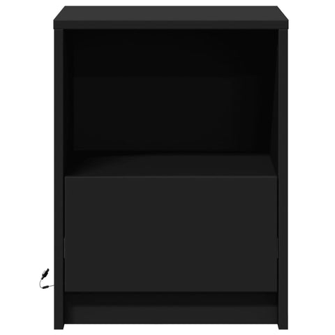 vidaXL Bedside Cabinets with LED Lights 2 pcs Black Engineered Wood